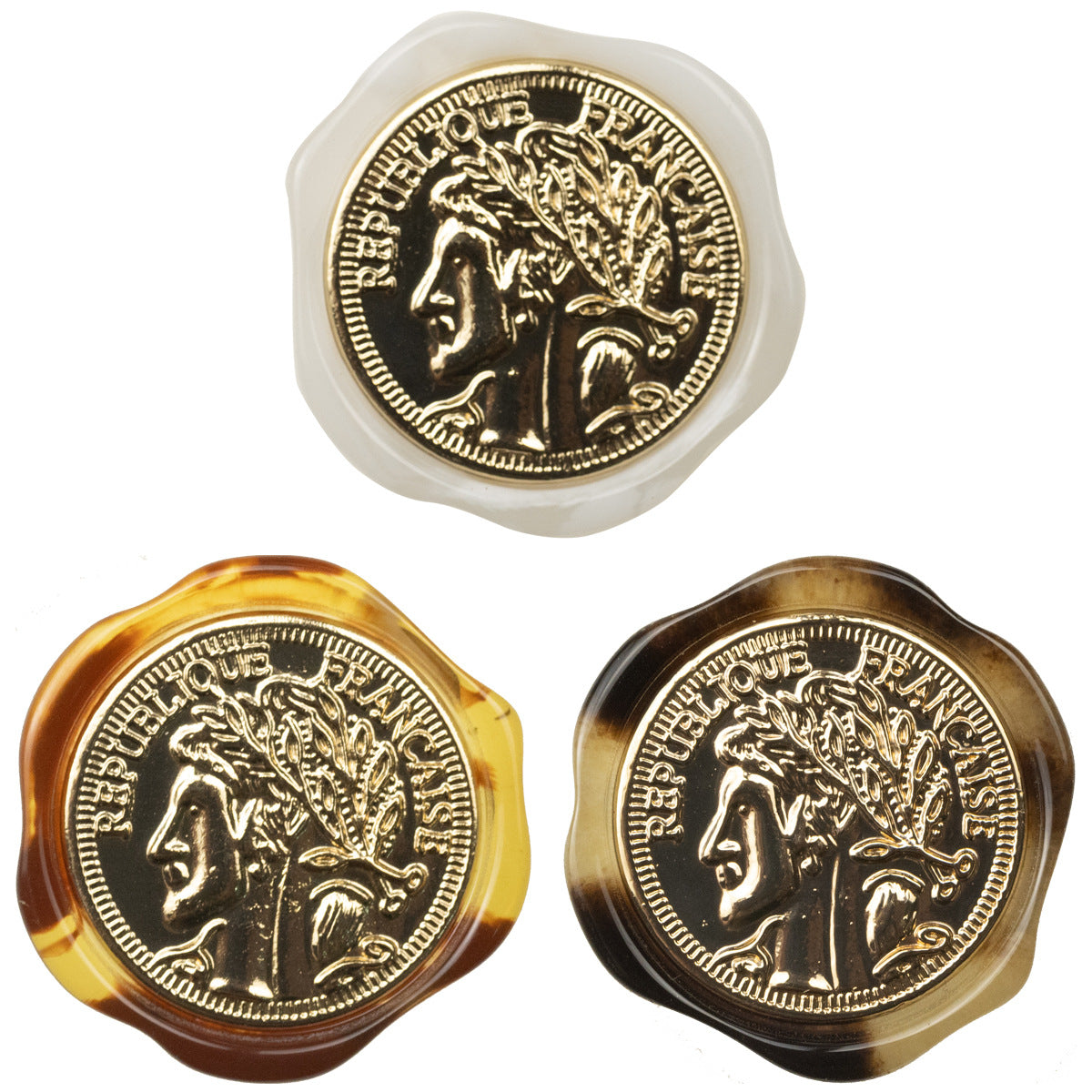 Irregular Metal Beauty Portrait Resin Shank Buttons,10pcs