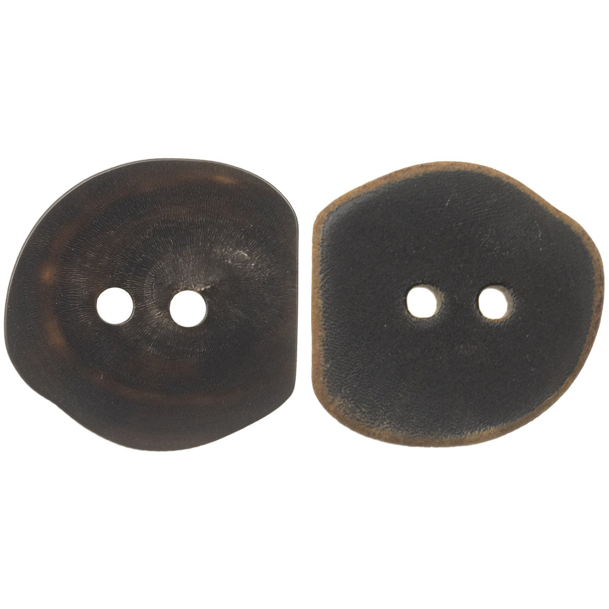 Vintage Burned Black Irregular Two-Hole Horn Buttons,10PCS