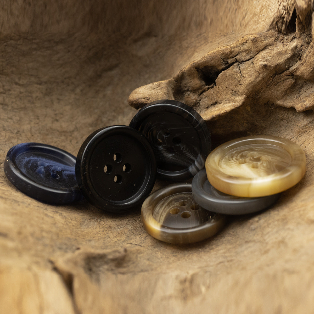 Gray Round Resin Buttons for Autumn-Winter Woolen Coats,20PCS
