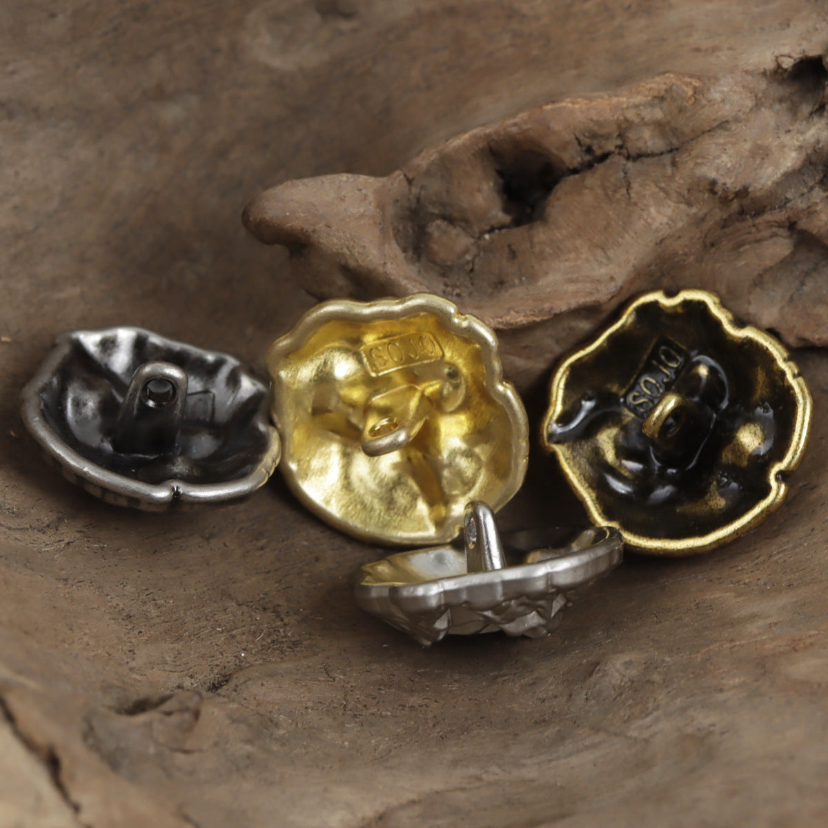 Irregular Vintage Pleated Metal Buttons for Suits Sweaters 10pcs