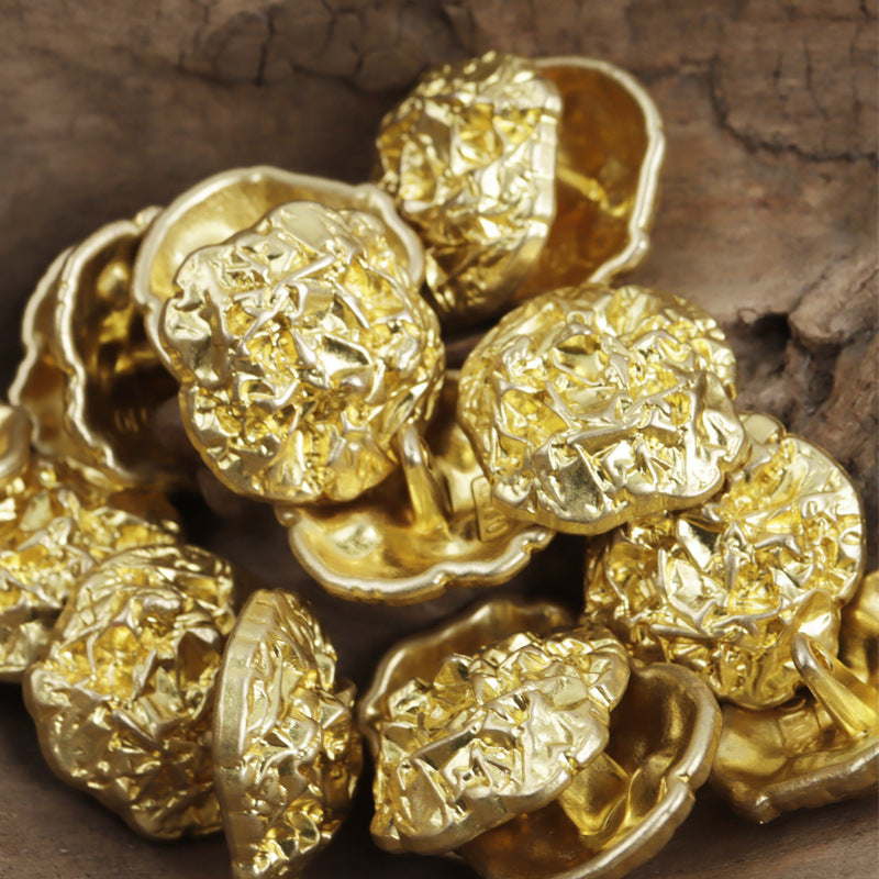 Irregular Vintage Pleated Metal Buttons for Suits Sweaters 10pcs Gold