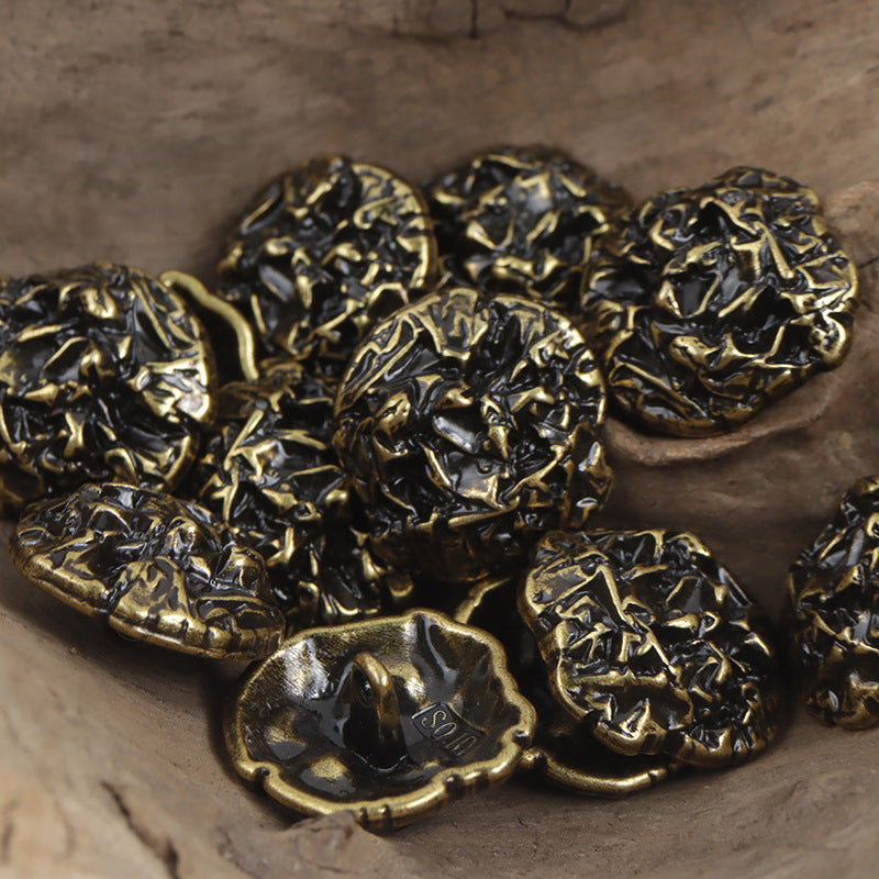 Irregular Vintage Pleated Metal Buttons for Suits Sweaters 10pcs Antique Bronze