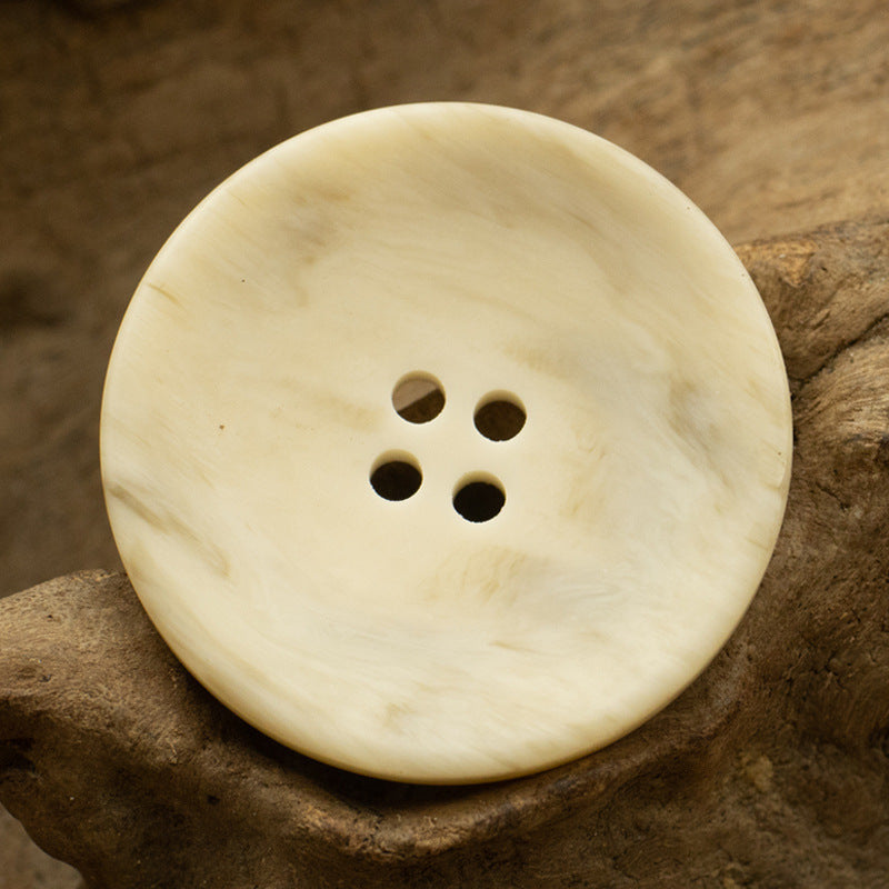 Matte 4 Hole Resin Buttons Bowl Shape Imitation Wood Grain 20 Pack Milk White