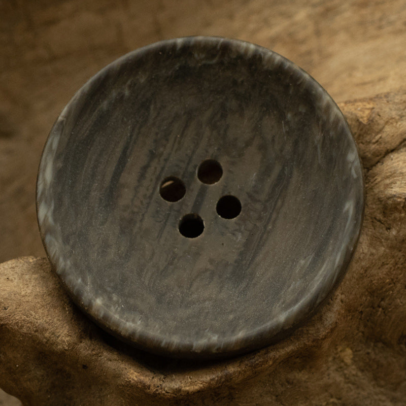Matte 4 Hole Resin Buttons Bowl Shape Imitation Wood Grain 20 Pack Coffee