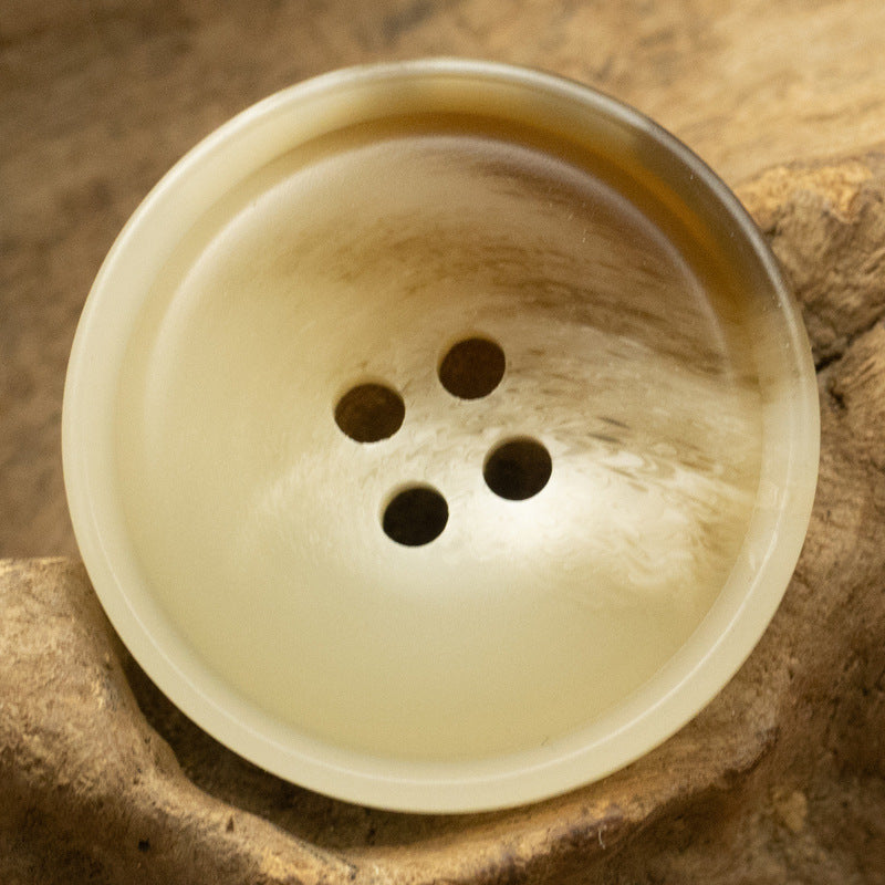 Round Resin Buttons Imitating Horn 20pcs Beige