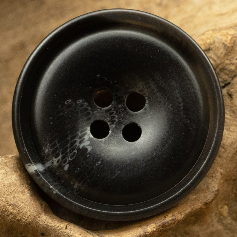 Round Resin Buttons Imitating Horn 20pcs Black