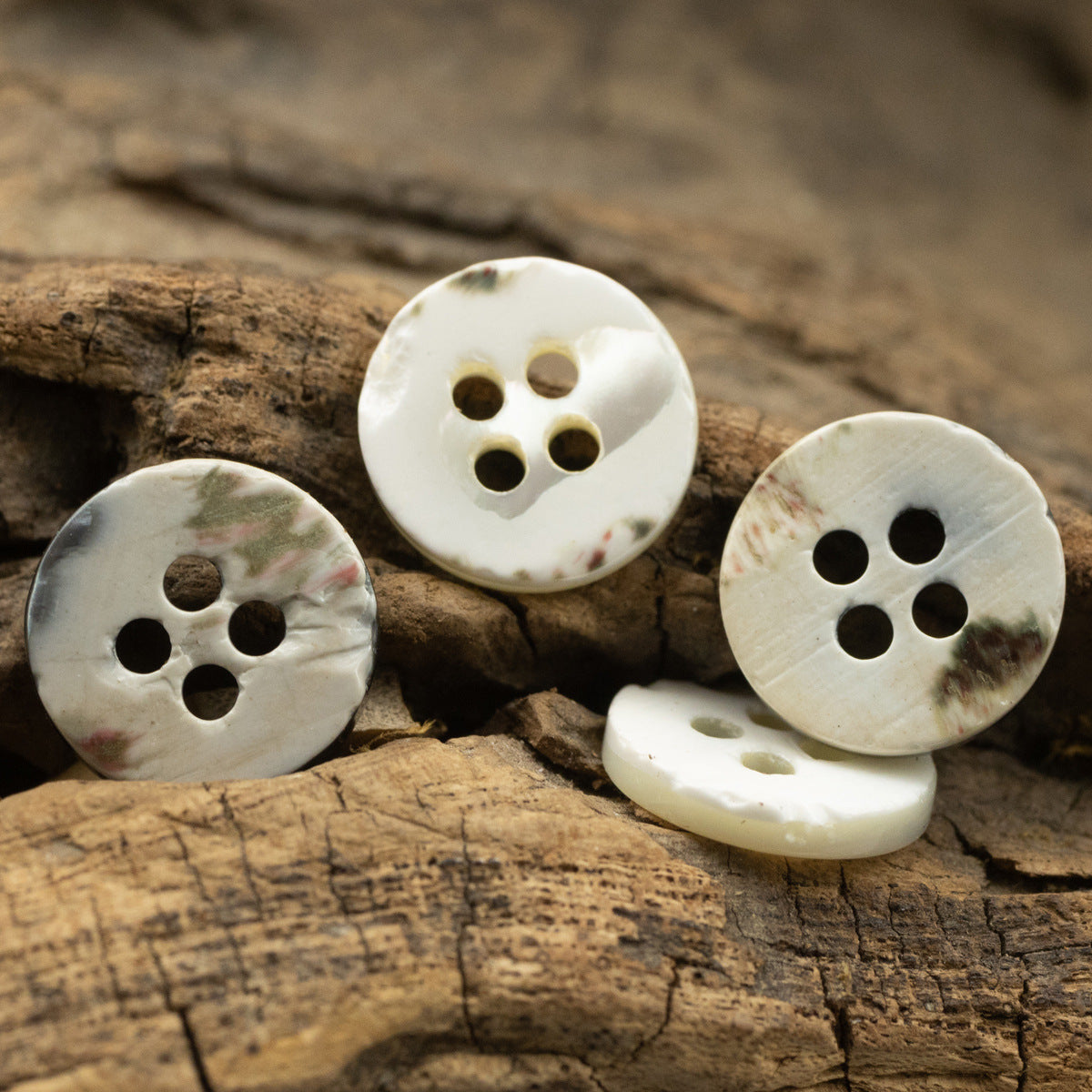 Natural Baked Gray-Blue Shell Buttons for Men's Formal Shirts 6pcs