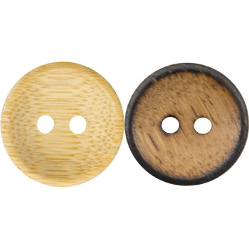 Natural Bamboo Buttons,Burnt and Distressed,10 Pack