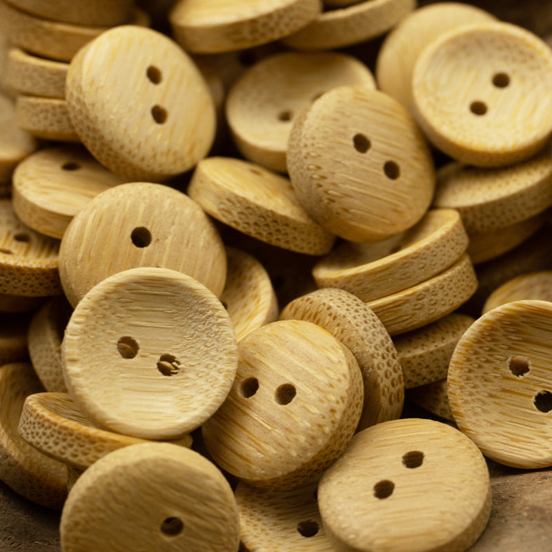 Natural Bamboo Buttons,Burnt and Distressed,10 Pack Nature