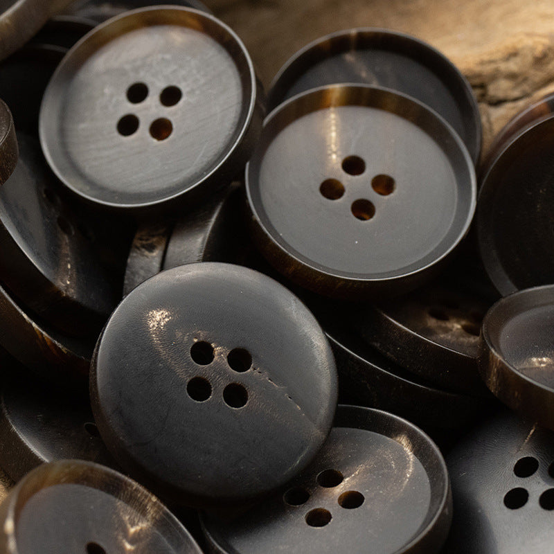 15-25mm Matte Vintage Coffee Black Natural Horn Buttons 6pcs Brown