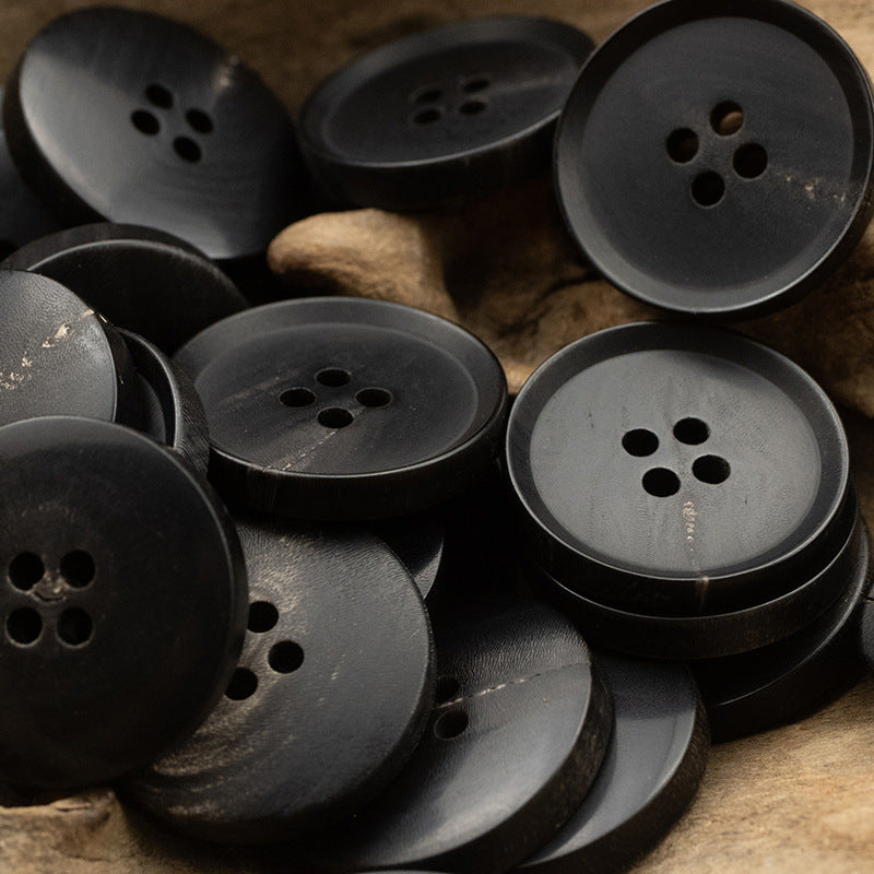 15-25mm Matte Vintage Coffee Black Natural Horn Buttons 6pcs Black