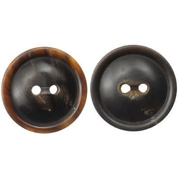Black Horn Buttons Two Holes for Retro Jackets and Coats - 10pcs