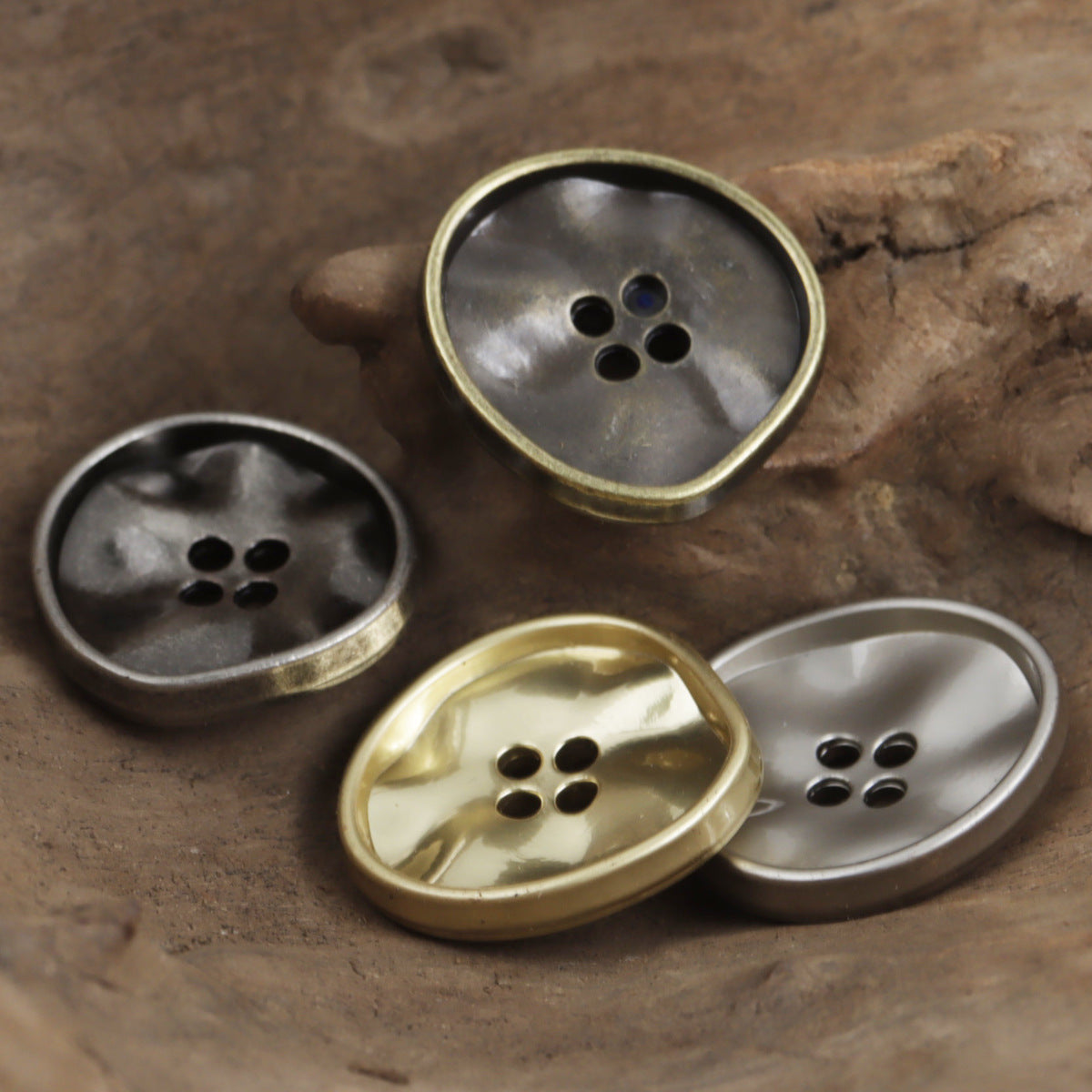 Irregular Triangle Four-Hole Metal Buttons 10pcs