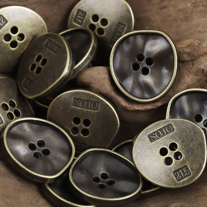 Irregular Triangle Four-Hole Metal Buttons 10pcs Antique Bronze