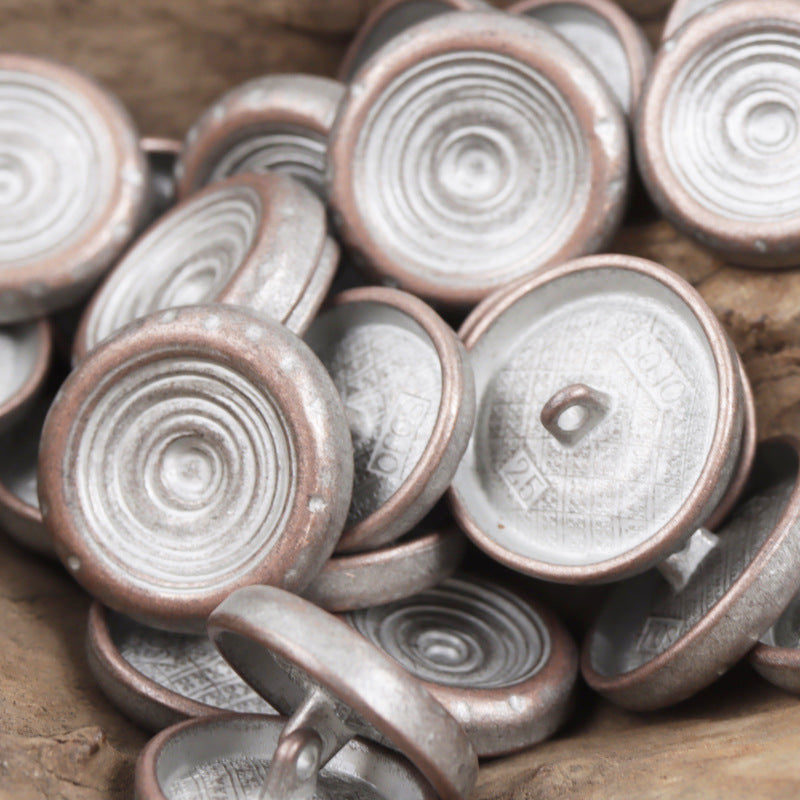 Antique Color Bowl-Shaped Shank Metal Buttons,10PCS Red Pewter