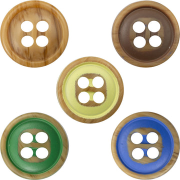 Colorful Imitation Wood Resin Buttons for Children's DIY Crafts 50 Pack