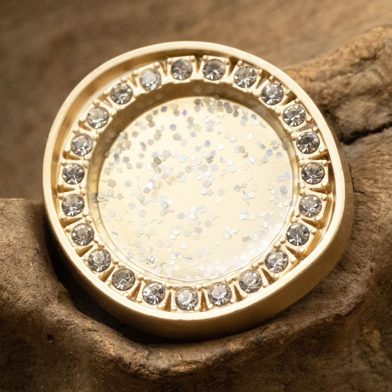 Irregular Oval Metal Fashion Buttons with Rhinestones 10pcs Gold
