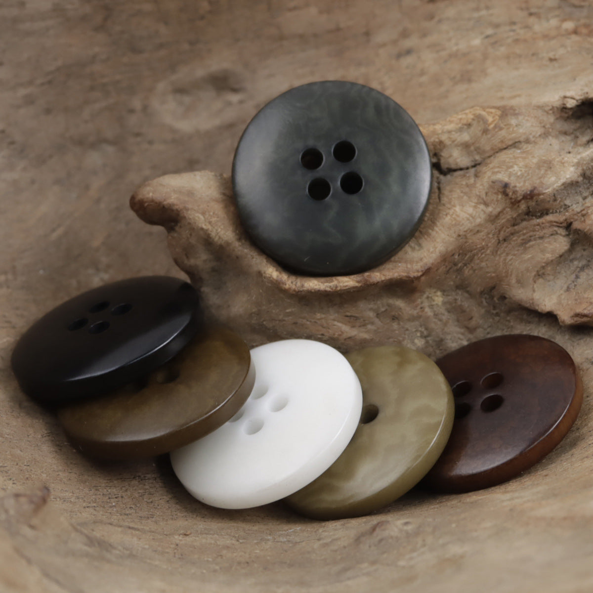 Vintage Natural Tagua Nut Buttons Round 10 Pack