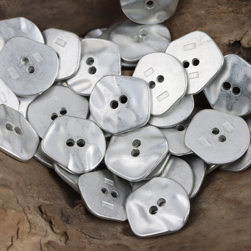 Vintage Irregular Zinc Alloy Metal Buttons for Coats,10pcs Silver White