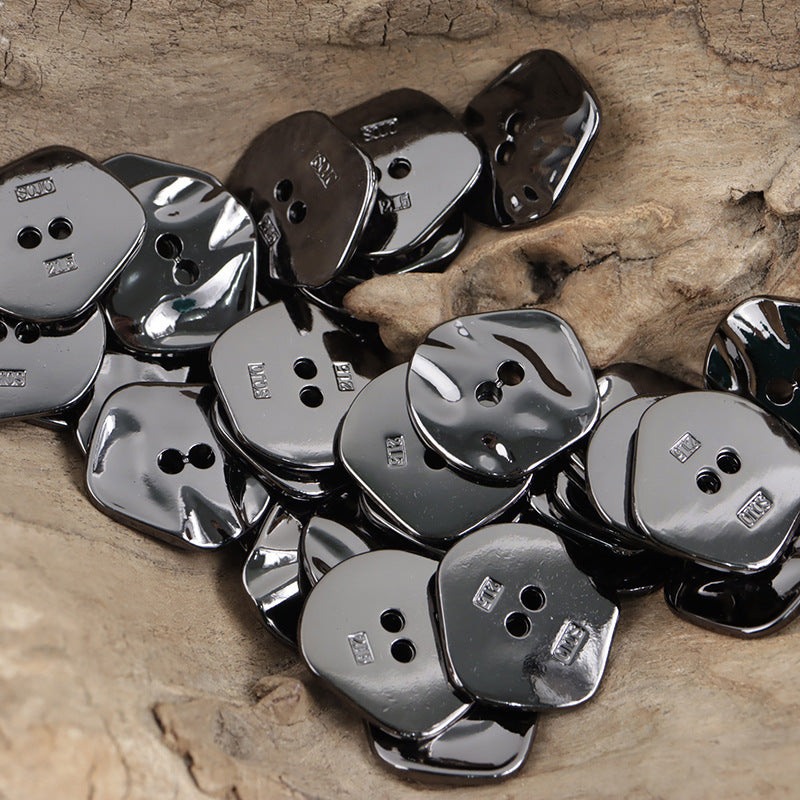 Vintage Irregular Zinc Alloy Metal Buttons for Coats,10pcs Black