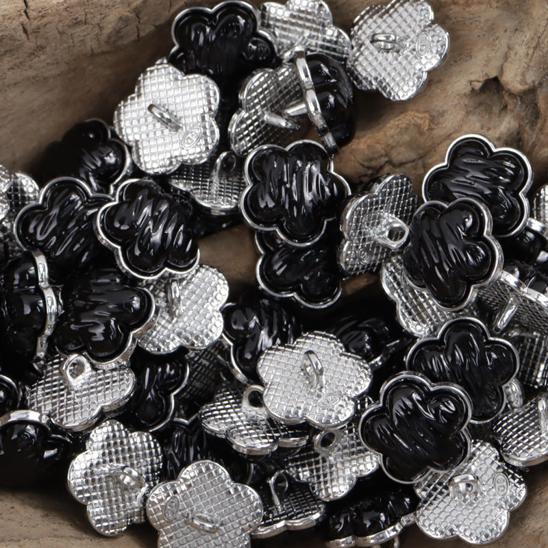 Flower White Gold Resin Metal Buttons for Children's Dresses Shirts 10pcs