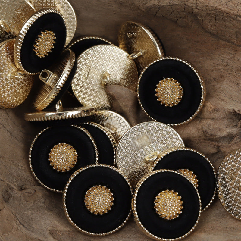 Round Snow Velvet White Gold Metal Buttons for Lady's Luxurious Coats 10pcs