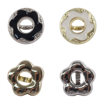 Floral Donut Hollow Metal Buttons for Women's Fashion,10pcs