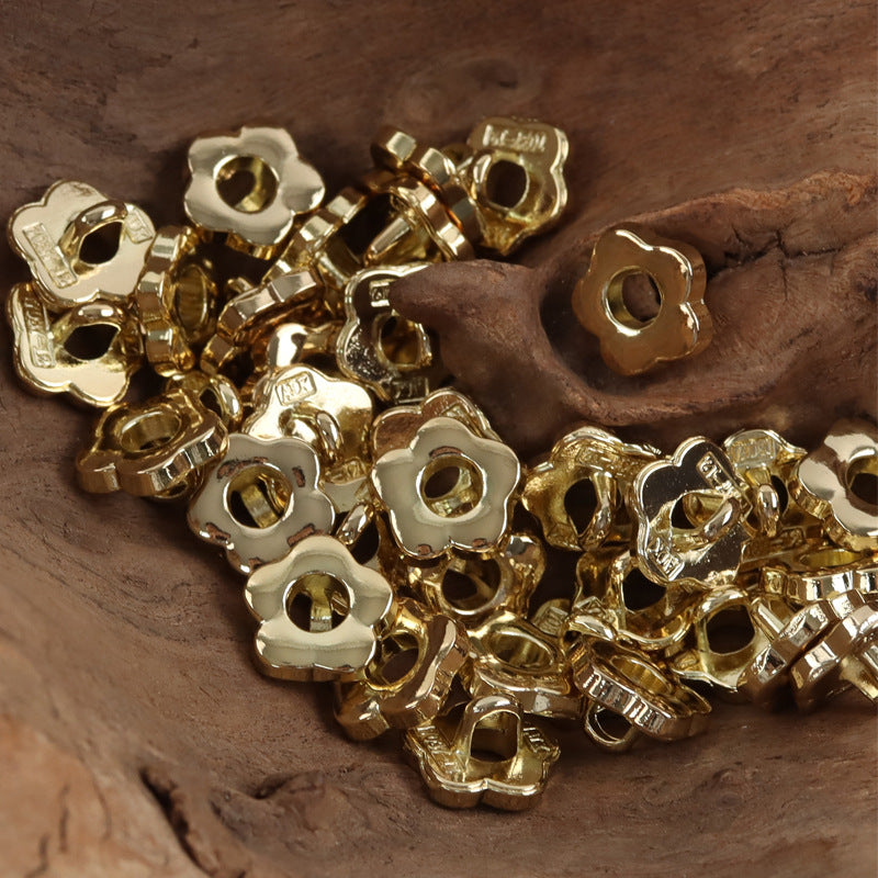 Floral Donut Hollow Metal Buttons for Women's Fashion,10pcs Floral Gold