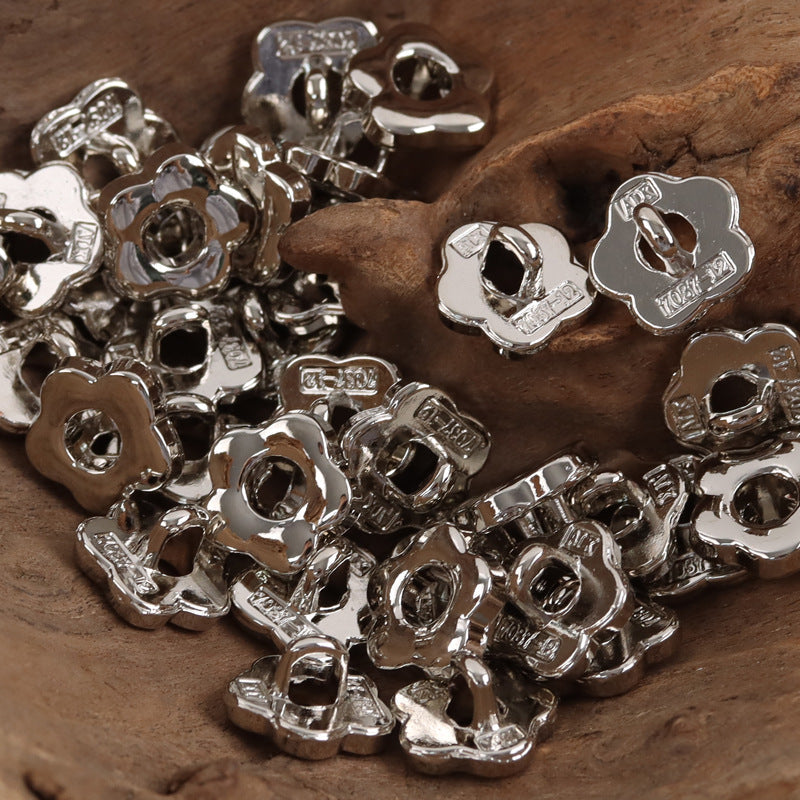 Floral Donut Hollow Metal Buttons for Women's Fashion,10pcs Floral Silver