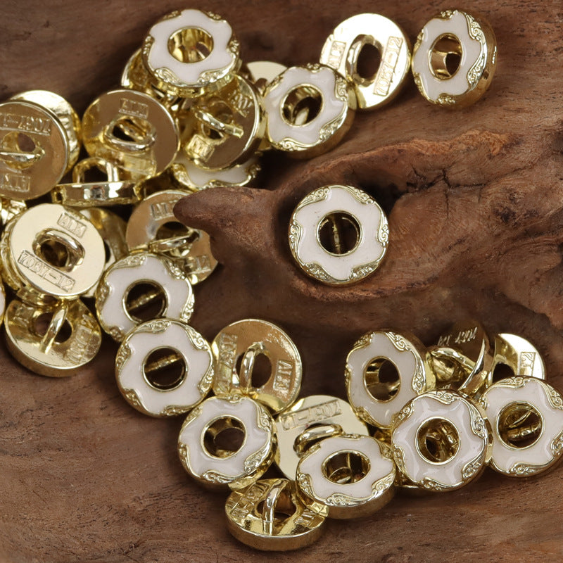 Floral Donut Hollow Metal Buttons for Women's Fashion,10pcs Donut Gold