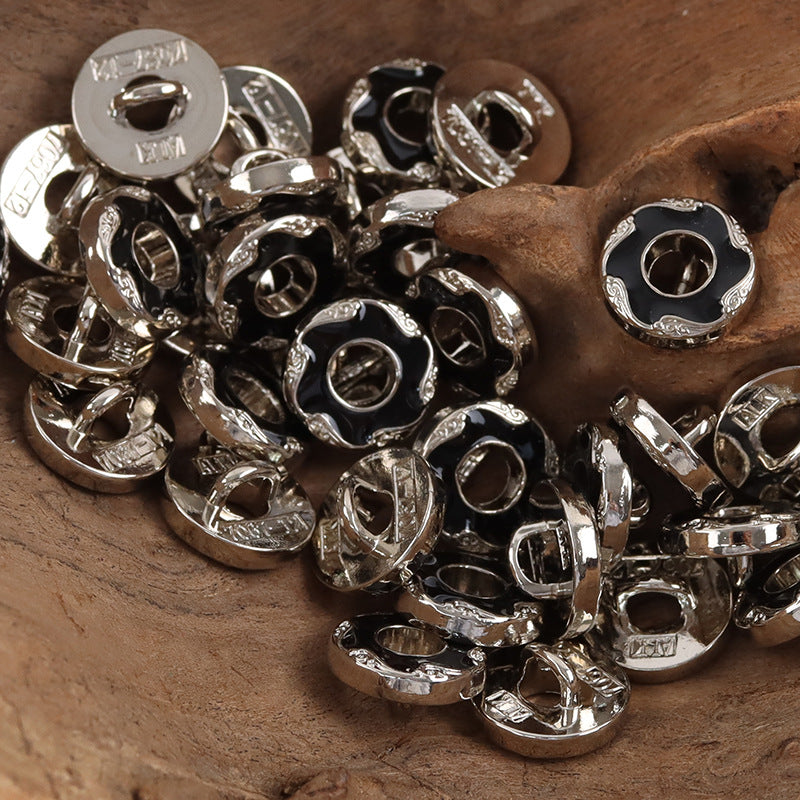 Floral Donut Hollow Metal Buttons for Women's Fashion,10pcs Donut Silver