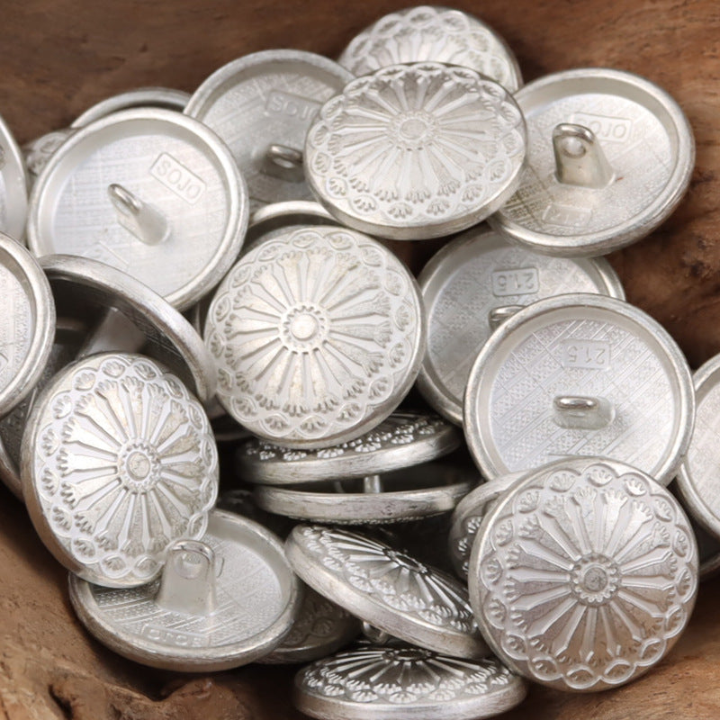 Lovely Sunflower School Style Metal Shank Buttons,10pcs Silver White