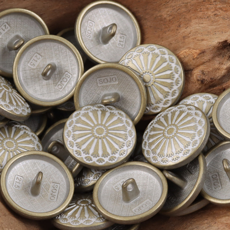 Lovely Sunflower School Style Metal Shank Buttons,10pcs Antique Pewter