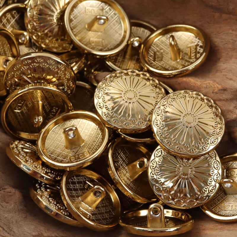 Lovely Sunflower School Style Metal Shank Buttons,10pcs Rose Gold