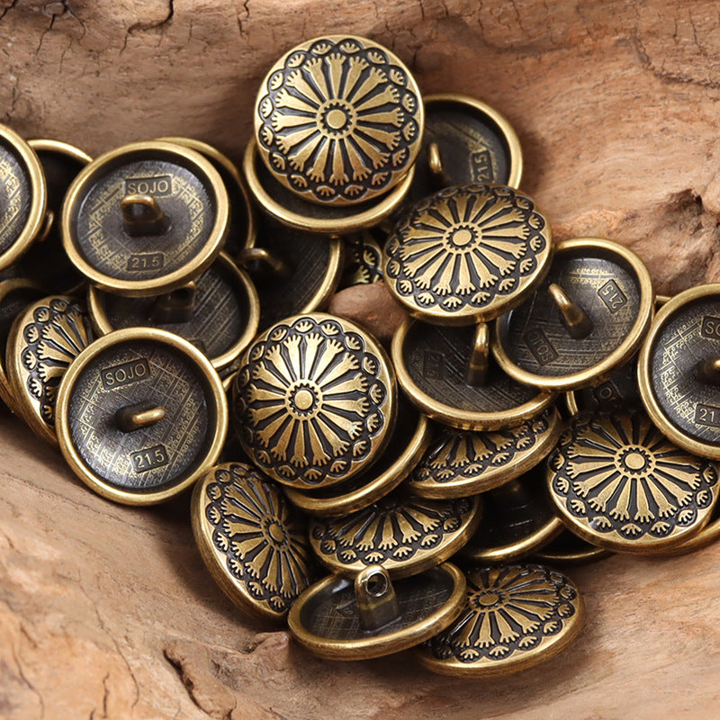 Lovely Sunflower School Style Metal Shank Buttons,10pcs Antique Brozne