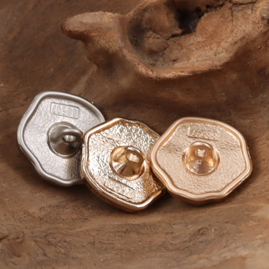 Polygonal Pearl Gold Silver Metal Buttons for Women's Woolen Suit 10pcs