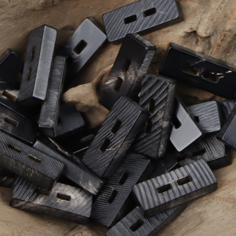 Vintage Rectangular Natural Black Real Horn Two-Hole Toggle Buttons,10PCS Black