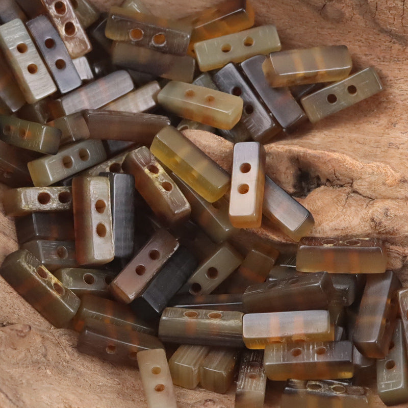 Long Strip Coffee-Colored Natural Horn Toggle Buttons 10pcs Light Coffee
