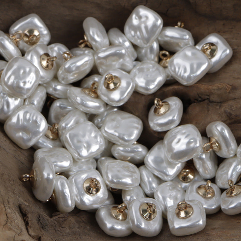 11.5MM Square Colorful Resin Buttons with Metal Shanks for Lady's Shirts 10pcs White