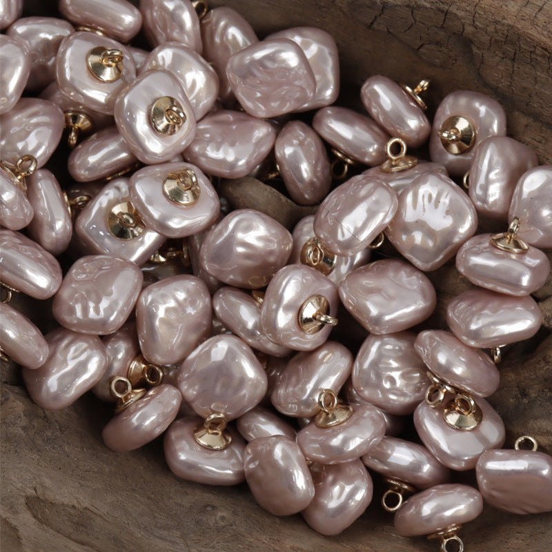 11.5MM Square Colorful Resin Buttons with Metal Shanks for Lady's Shirts 10pcs Pink Purple