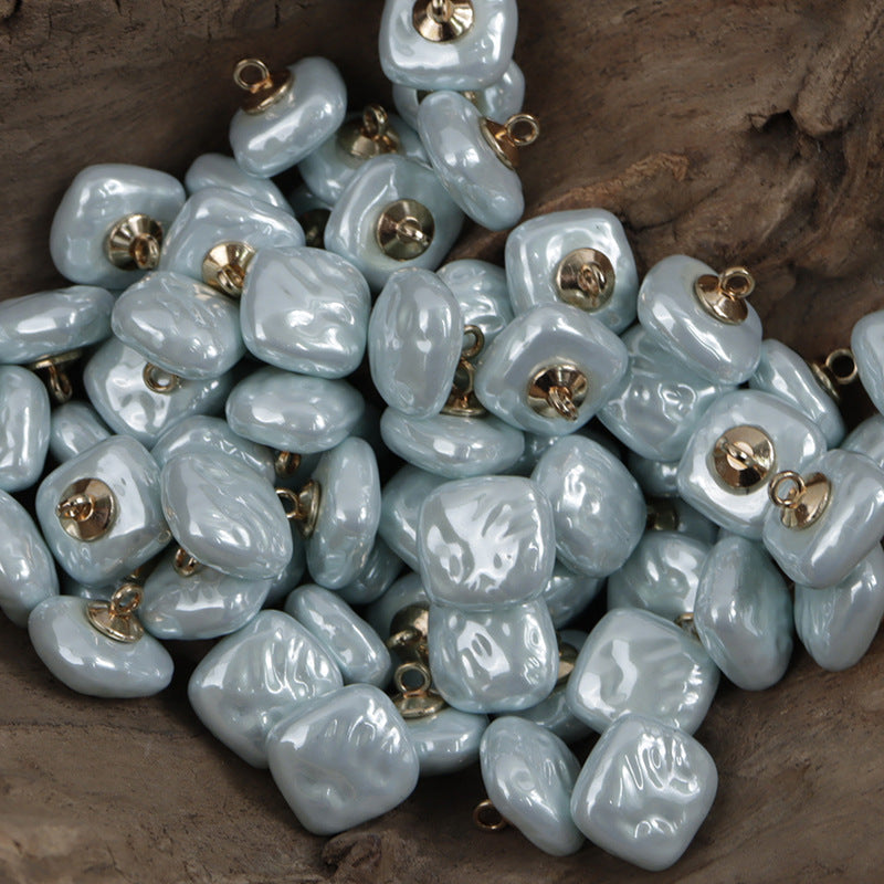 11.5MM Square Colorful Resin Buttons with Metal Shanks for Lady's Shirts 10pcs Sky Blue