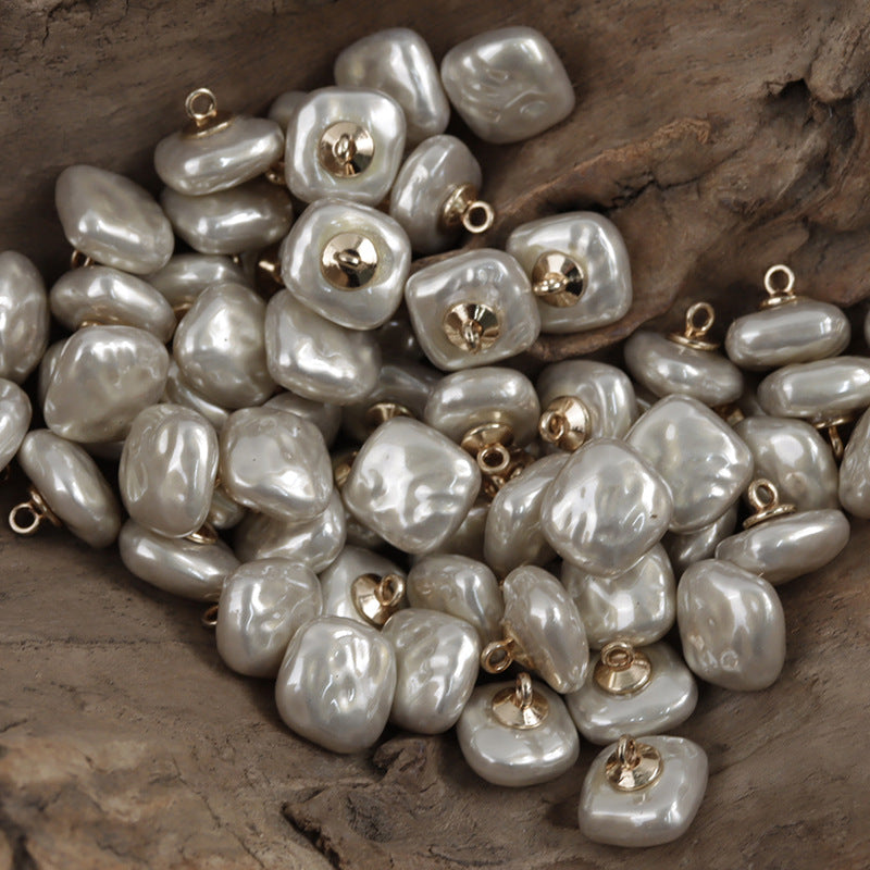 11.5MM Square Colorful Resin Buttons with Metal Shanks for Lady's Shirts 10pcs Light Brown