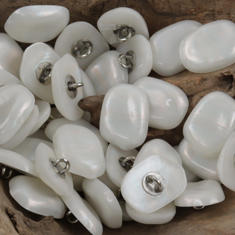 Stone-Shaped Resin Metal Decorative Shank Buttons,10pcs Beige