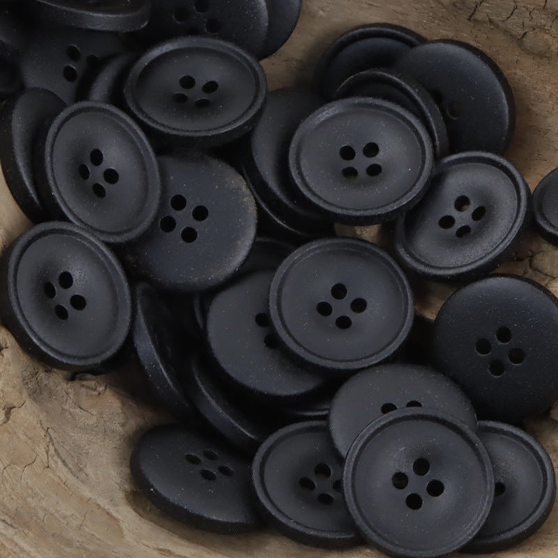 Matte Resin Coat Buttons 50 Pack Black