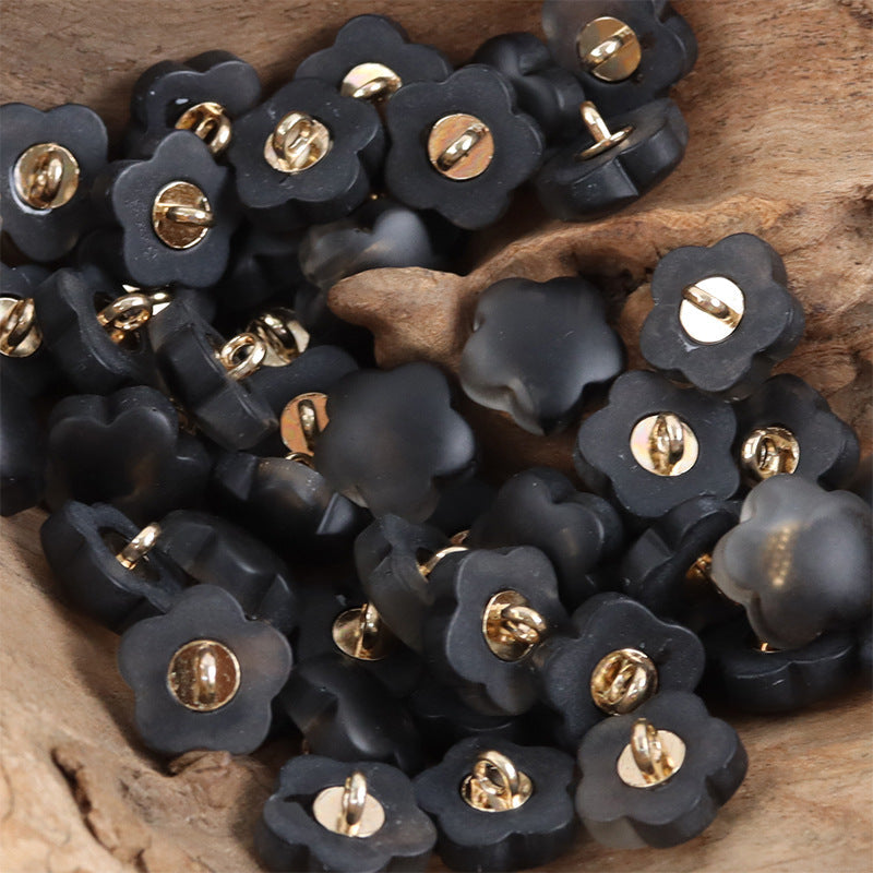 13mm Plum Blossom Matte Resin Buttons for Children's Dress Cufflink 20pcs Black