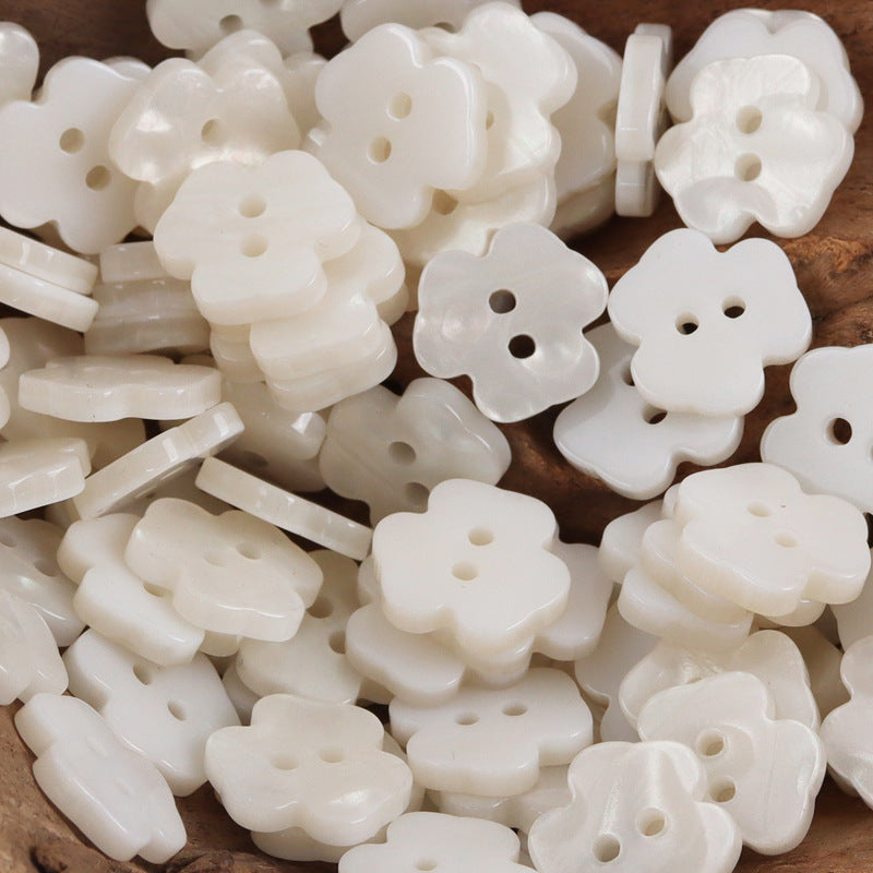Cute Little Flower Two-Hole Resin Buttons 50 Pack Beige