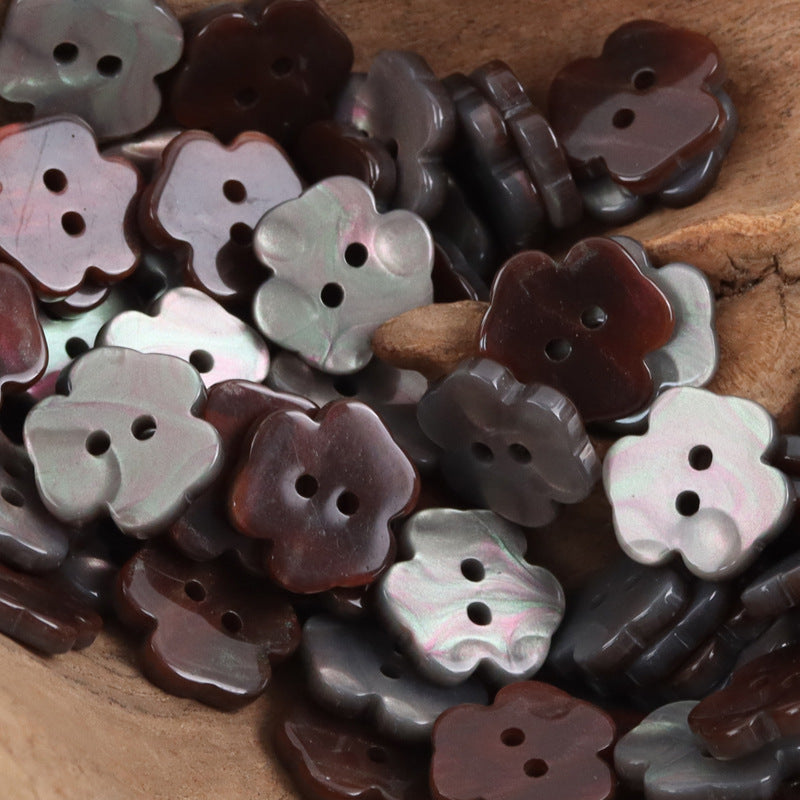 Cute Little Flower Two-Hole Resin Buttons 50 Pack Coffee