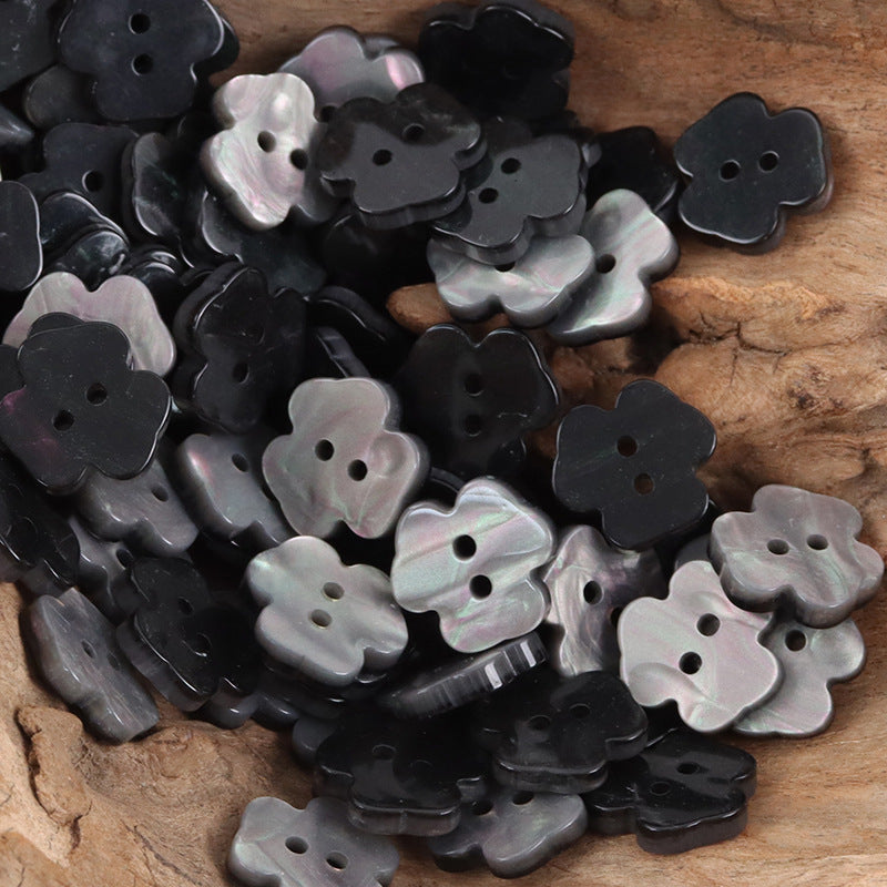 Cute Little Flower Two-Hole Resin Buttons 50 Pack Black