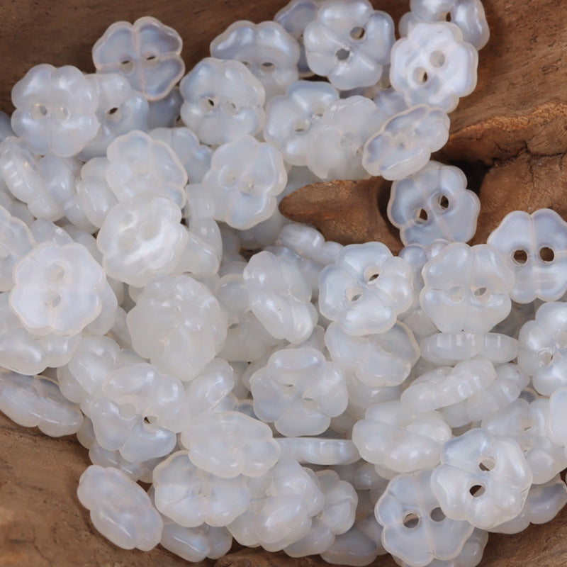 11mm Lovely Little Cherry Blossom Resin Buttons for Children 50pcs White
