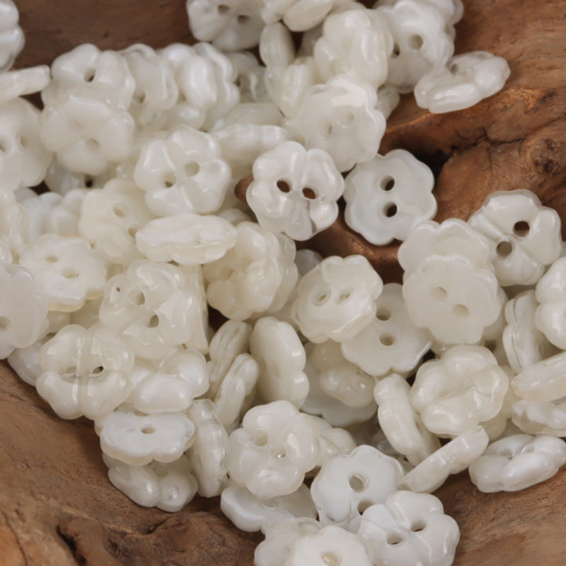 11mm Lovely Little Cherry Blossom Resin Buttons for Children 50pcs Beige